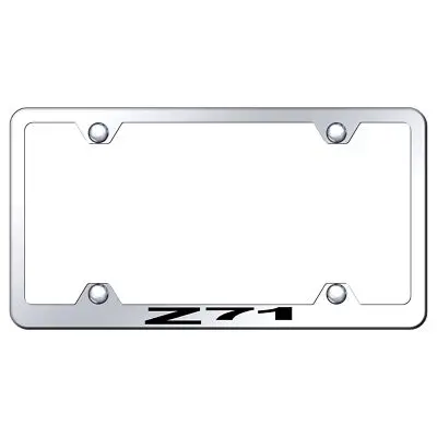 Chevy Z71 Laser Etched Logo Wide Body License Plate Frame (Chrome) 1