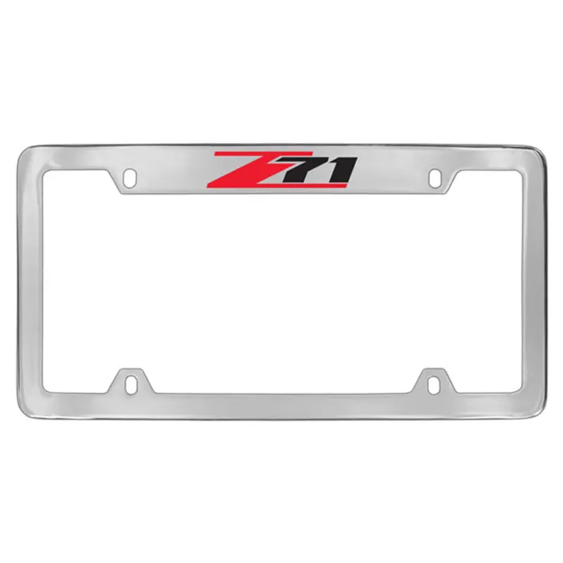 Chevy Z71 License Plate Frame With Holes 4 Holes (Chrome) 1