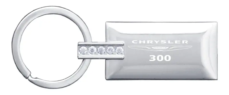 Chrysler 300 Jeweled Rectangular Key Ring (Silver) 1