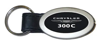Chrysler 300C Oval Leather Key Chain (Black) 1