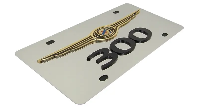 Chrysler Dual Logo 300 License Plate (Chrome) 2