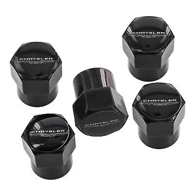 Chrysler Logo Tire Valve Stem Caps (Black) 1