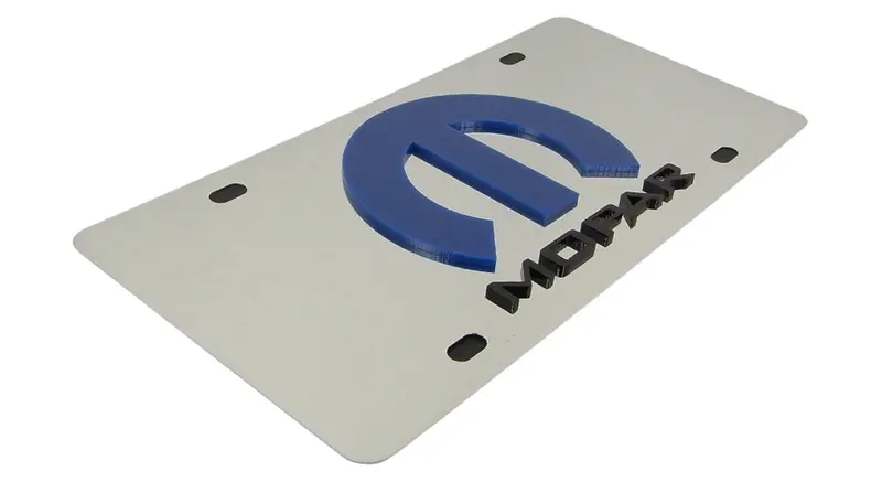 Chrysler Mopar Logo License Plate (Blue On Chrome) 2