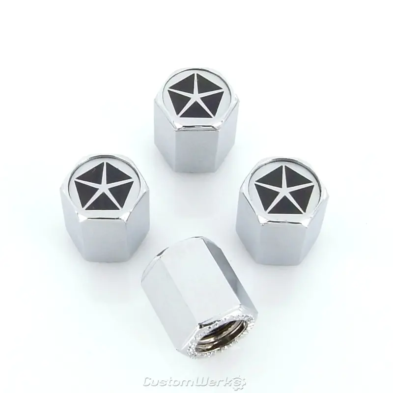 Chrysler Penststar Logo Tire Stem Valve Caps (Chrome) 1