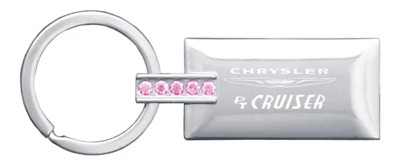 Chrysler Pt Cruiser Jeweled Rectangular Key Ring (Pink) 1