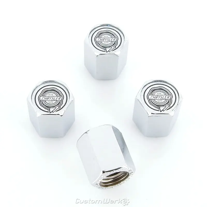 Chrysler Shield Logo Tire Stem Valve Caps (Chrome) 1