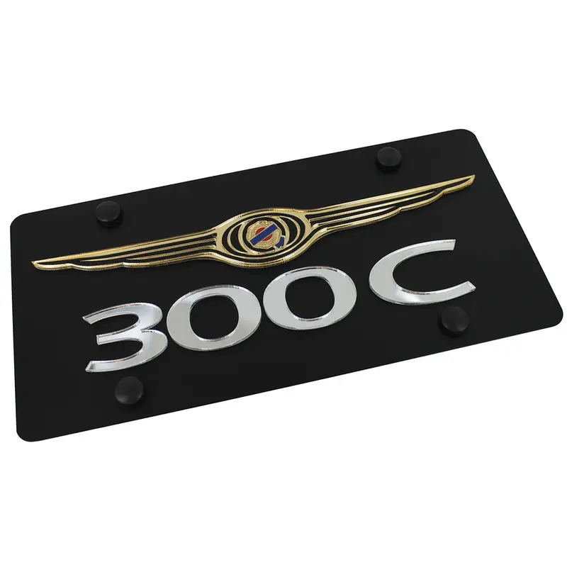 Chrysler Wing Dual Logo 300C License Plate (Black) 1