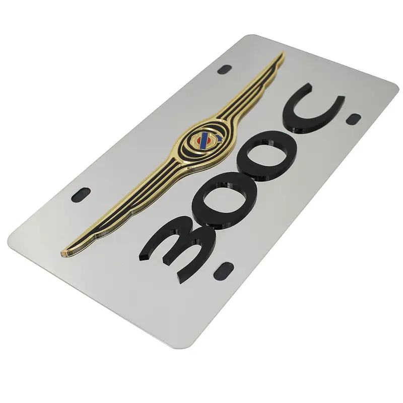 Chrysler Wing Dual Logo 300C License Plate (Chrome) 2