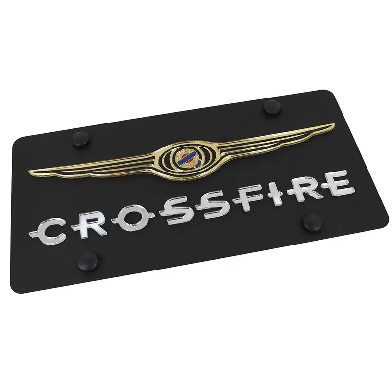 Chrysler Wing Dual Logo Crossfire License Plate (Black) 1