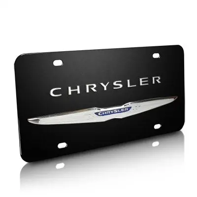 Chrysler Wing Dual Logo License Plate (Black) 1