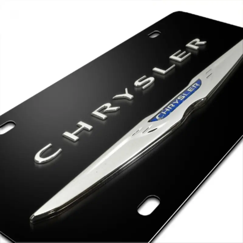 Chrysler Wing Dual Logo License Plate (Black) 2