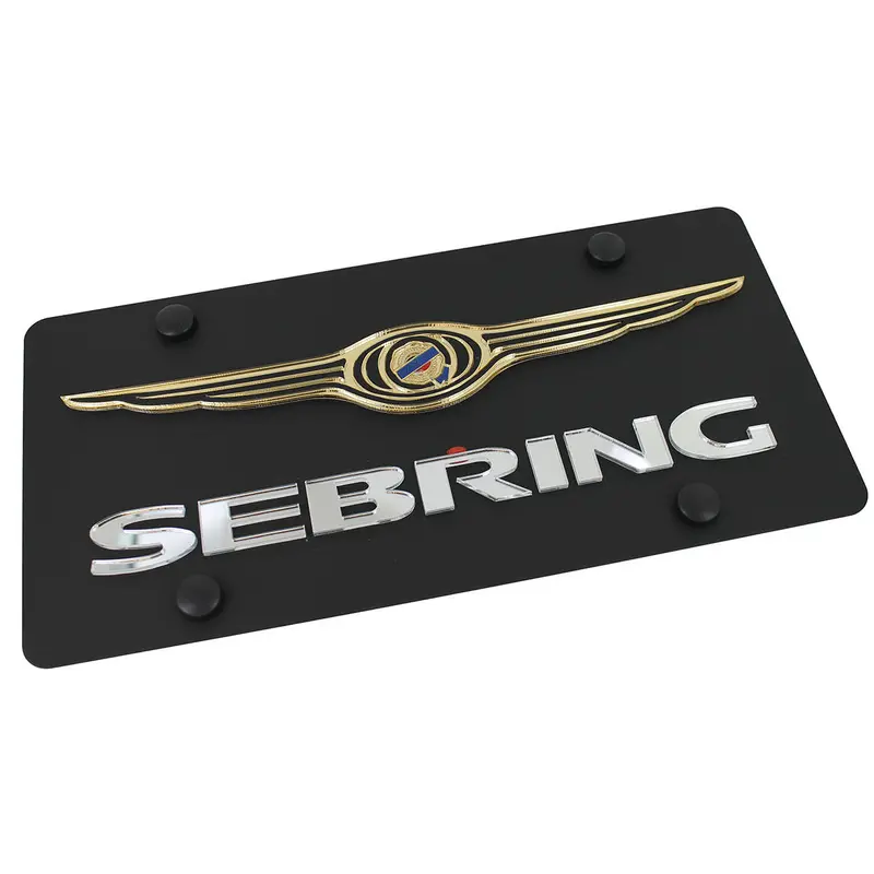 Chrysler Wing Dual Logo Sebring License Plate (Black) 1