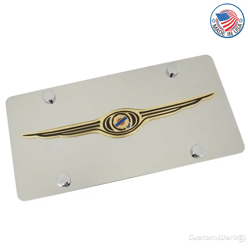 Chrysler Wing Gold Dual Logo License Plate (Chrome) 1