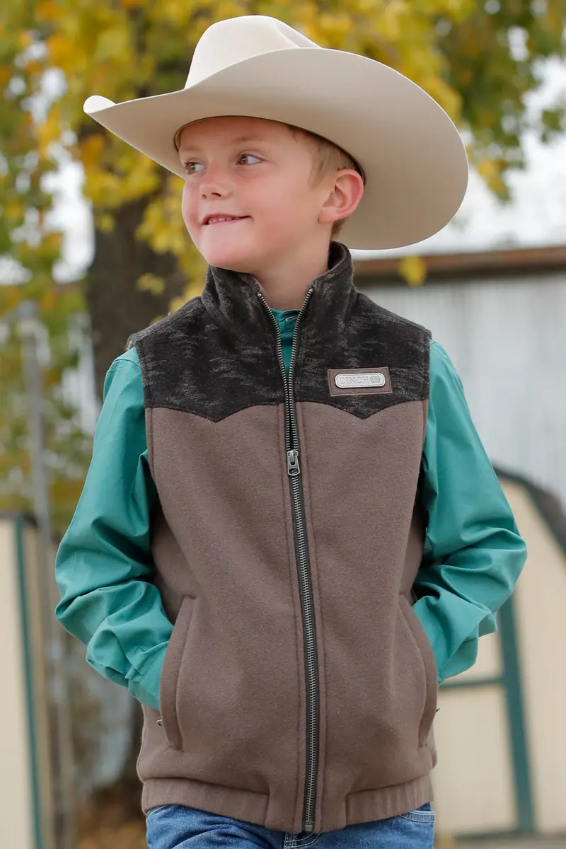 Cinch Boy's Brown Match Dad Western Vest 1