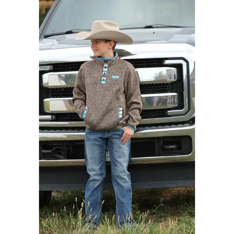 Cinch Boy's Brown Sweater Knit Pullover 1