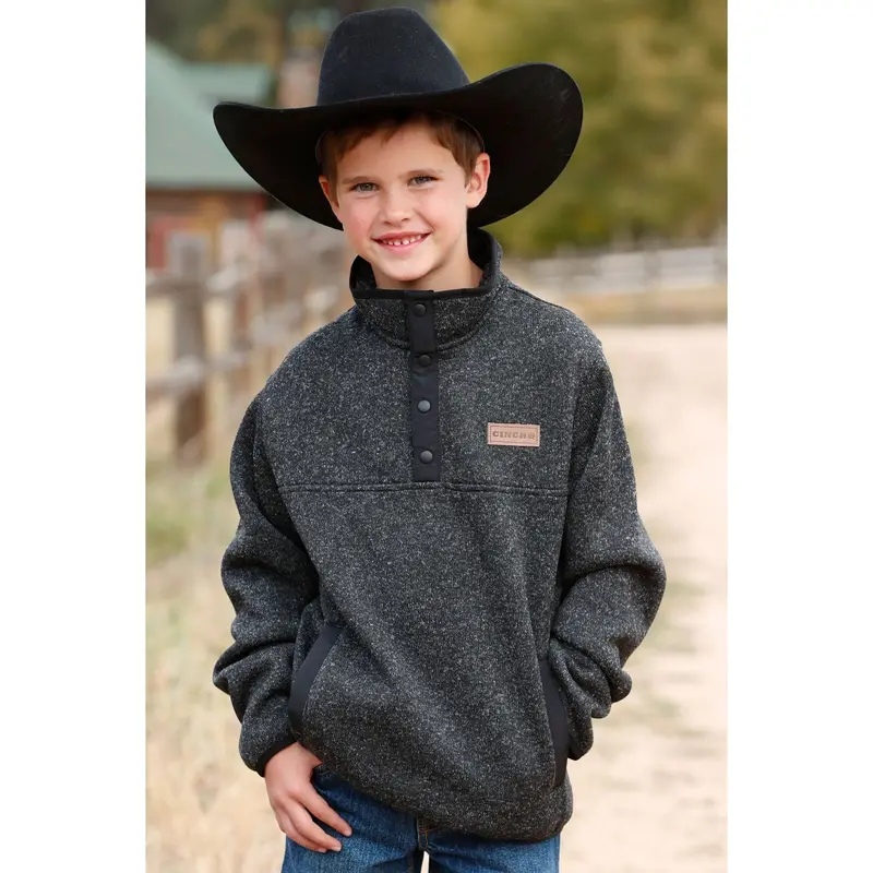 Cinch Boy's Charcoal Sweater Knit Pullover 1