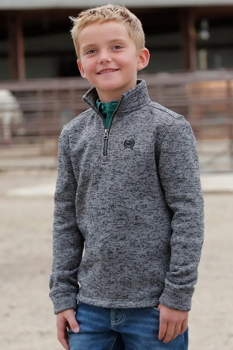 Cinch Boy's Gray Match Dad Sweater Knit 1/4 Zip Pullover 1