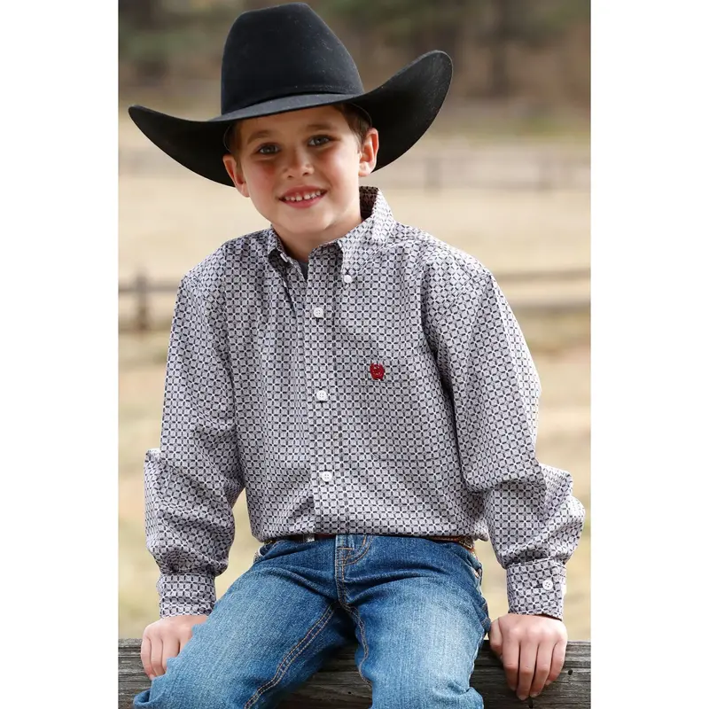 Cinch Boy's Match Dad Geometric Button Down Western Shirt 1