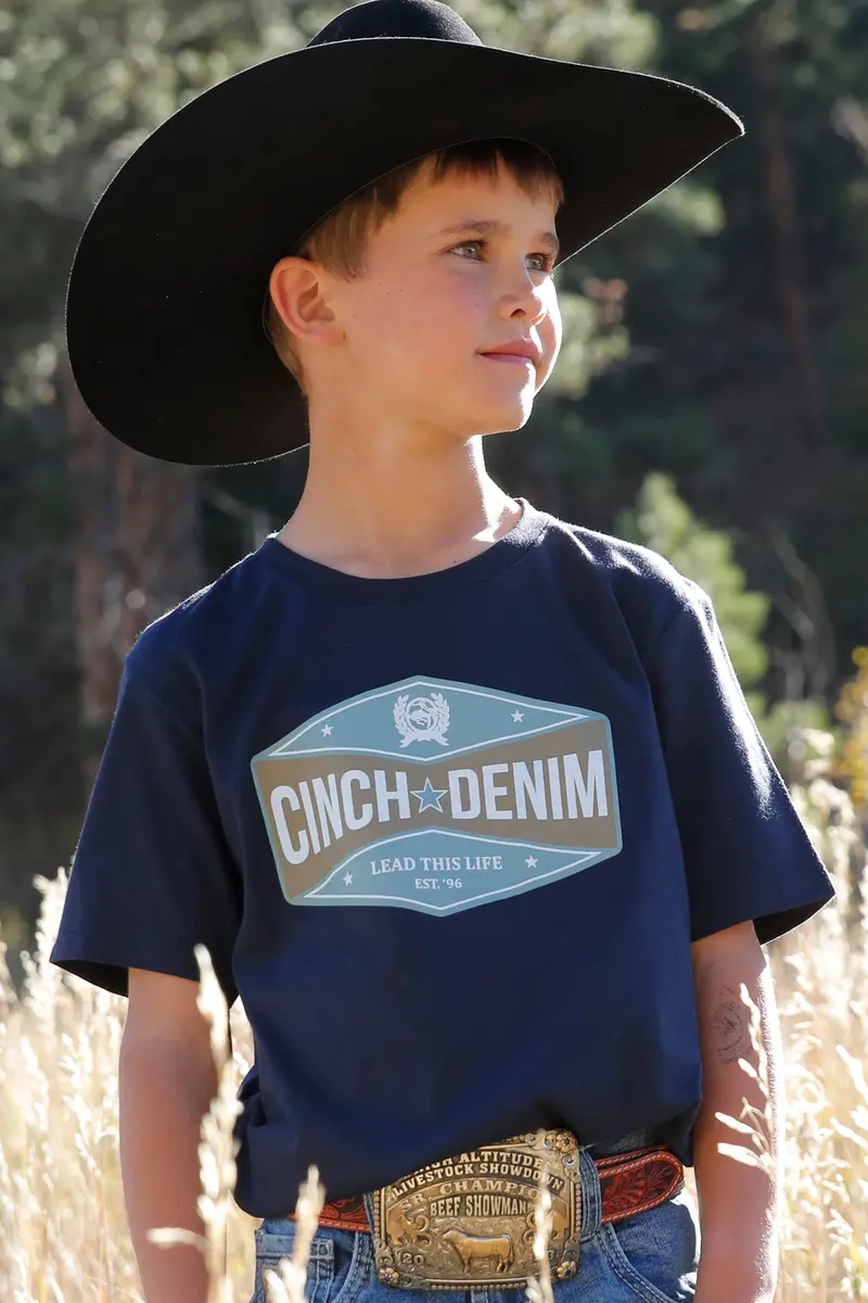 Cinch Boy's Navy Denim Tee 1