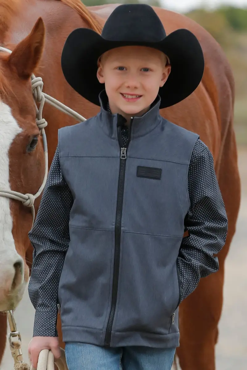 Cinch Boy's Navy Match Dad Softshell Vest 1