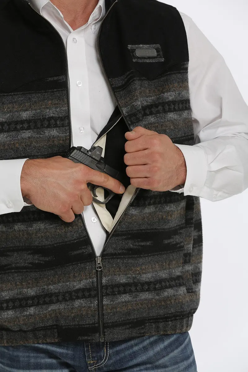 Cinch Men's Black And Gray Wooly Concealed Carry Vest 5