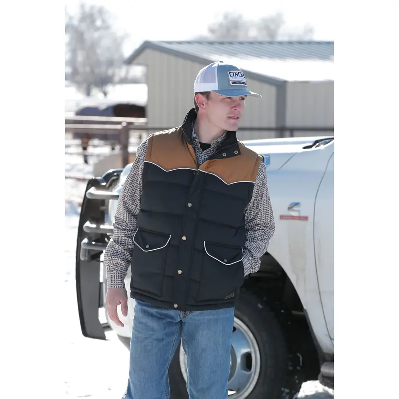 Cinch Men's Black Quilted Vest 1
