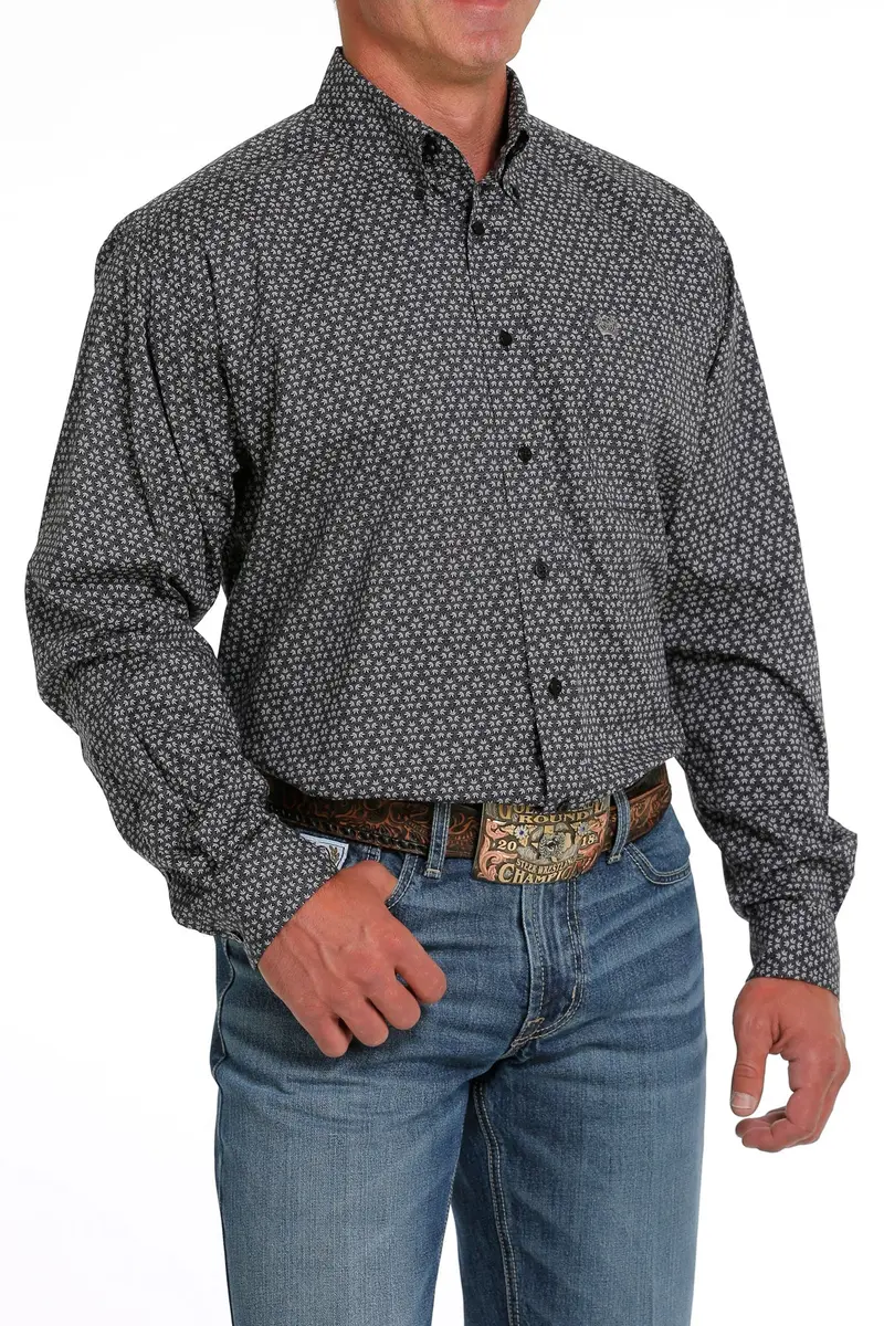 Cinch Men's Black Stretch Geometric Button Down Western Shirt 2