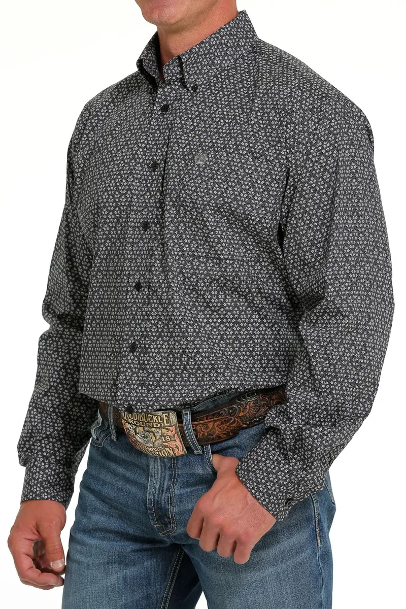 Cinch Men's Black Stretch Geometric Button Down Western Shirt 3