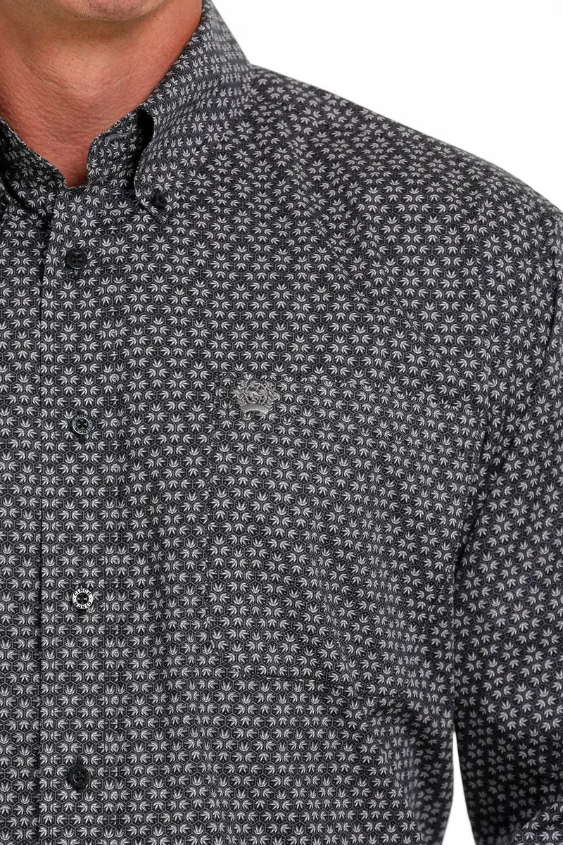 Cinch Men's Black Stretch Geometric Button Down Western Shirt 4