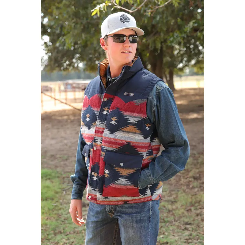 Cinch Men's Blanket Stripe Quilted Vest 1