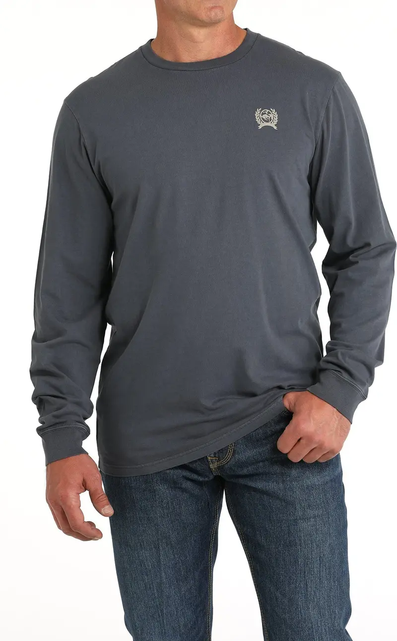 Cinch Men's Blue Logo Long Sleeve Tee 1