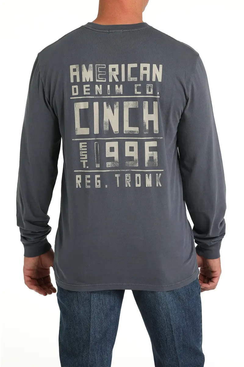 Cinch Men's Blue Logo Long Sleeve Tee 4