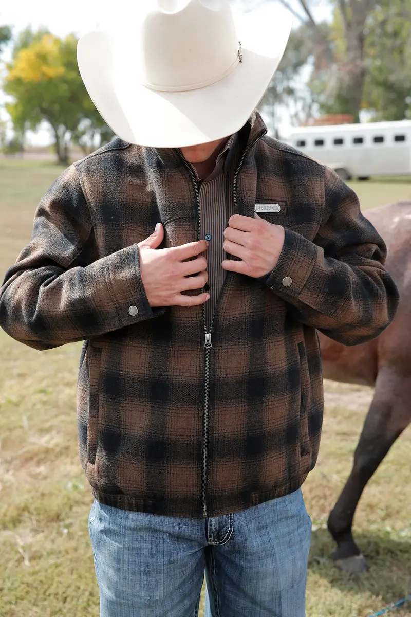 Cinch Men's Brown Plaid Concealed Carry Western Jacket 1