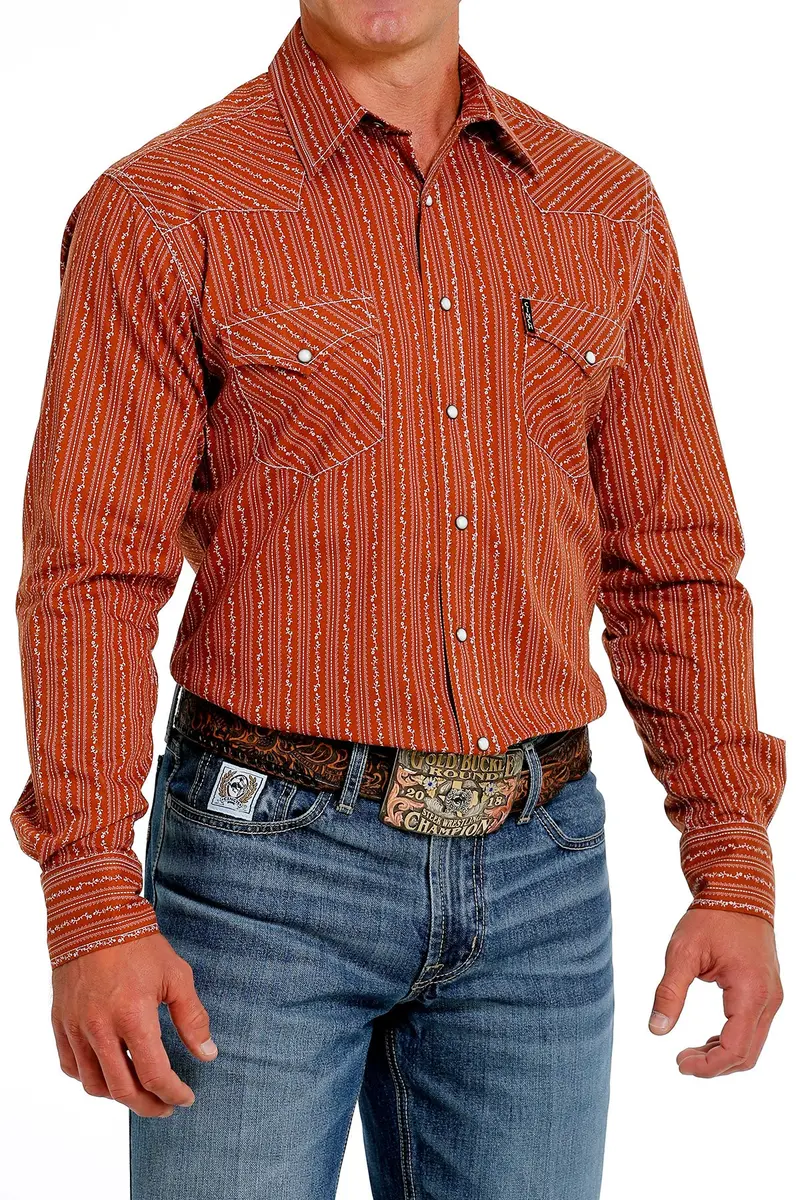 Cinch Men's Brown Print Modern Snap Down Western Shirt 2