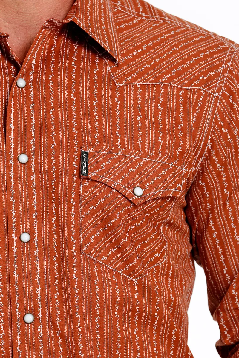 Cinch Men's Brown Print Modern Snap Down Western Shirt 4