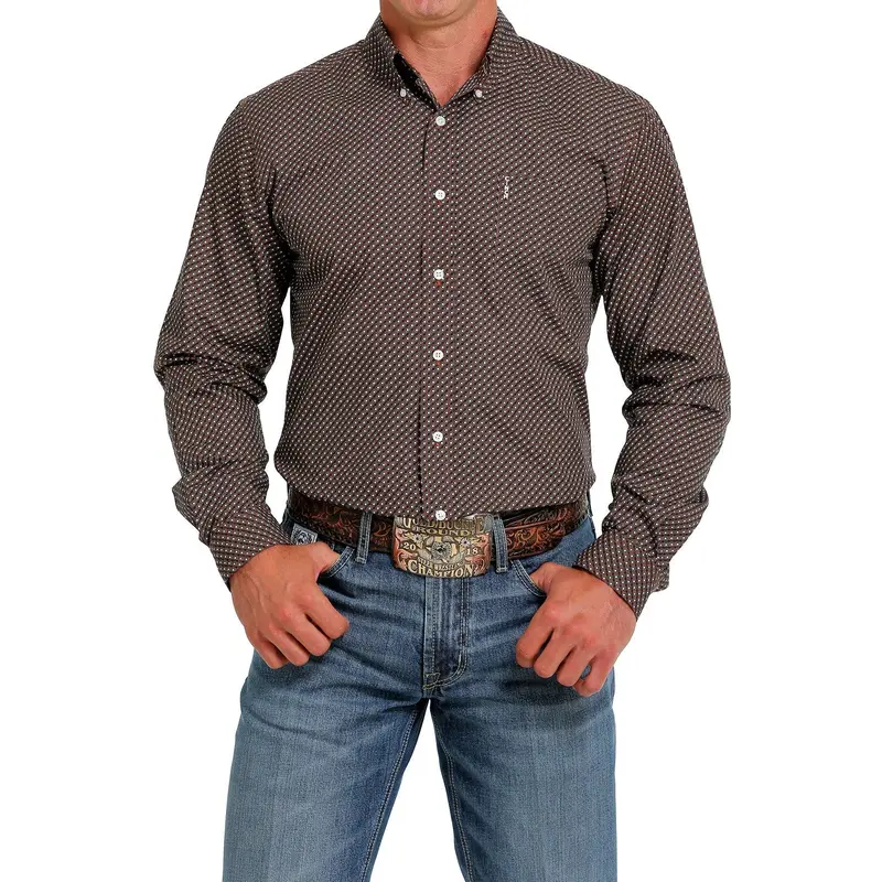 Cinch Men's Brown Print Modern Western Shirt 1