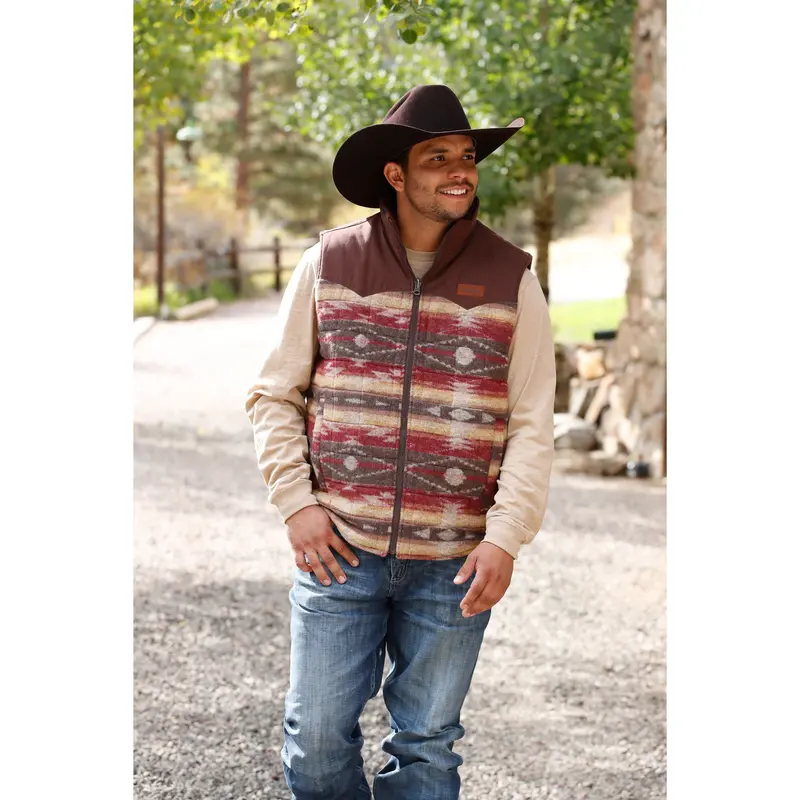 Cinch Men's Burgundy Quilted Reversible Vest 1