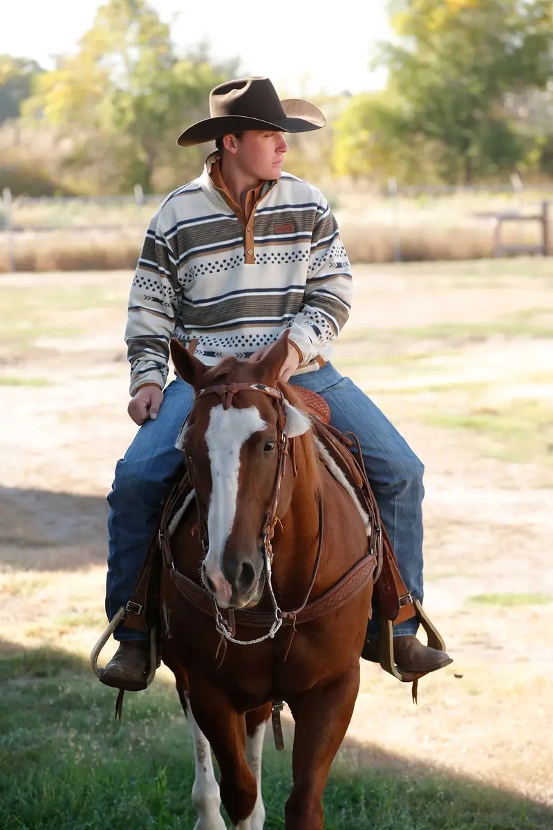 Cinch Men's Cream Stripe Polar Fleece Pullover 3