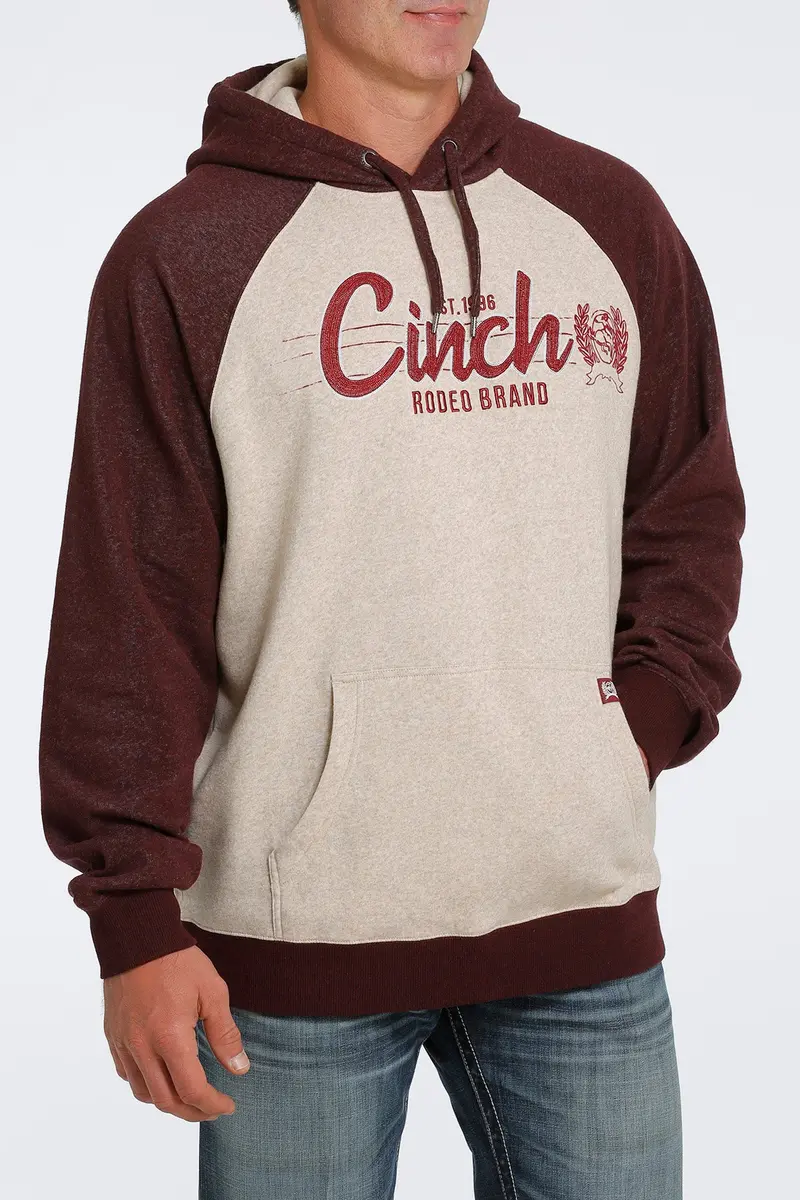 Cinch Men's Khaki And Burgundy Logo Hoodie 2