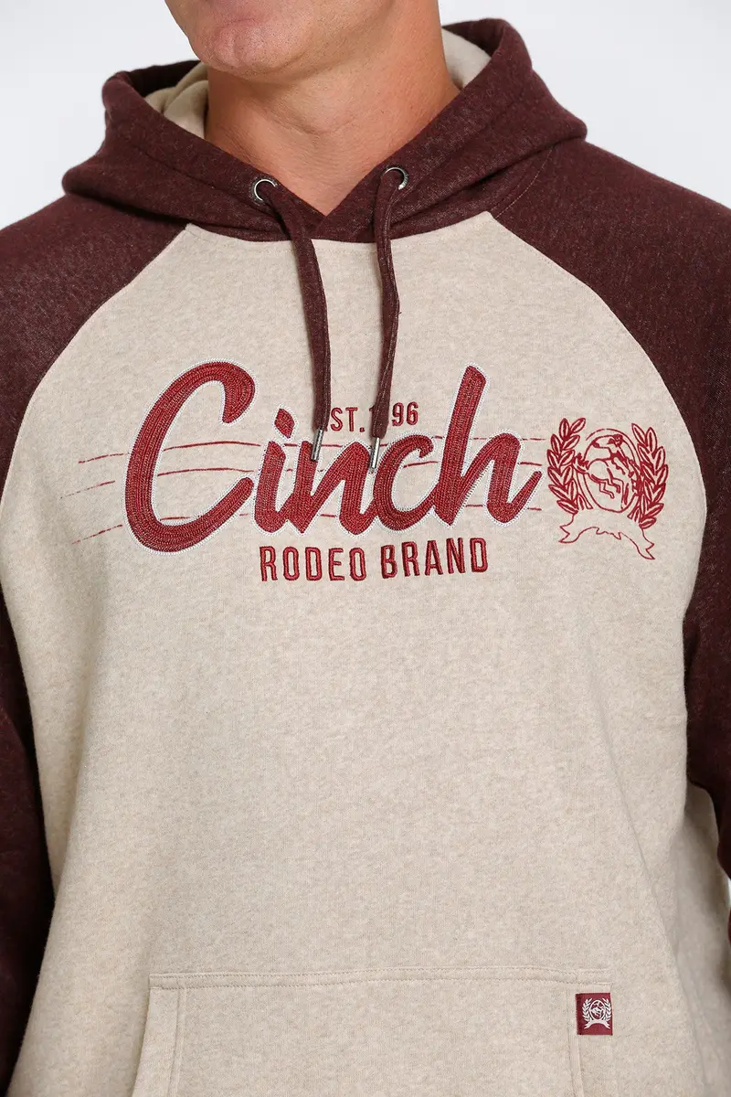 Cinch Men's Khaki And Burgundy Logo Hoodie 3