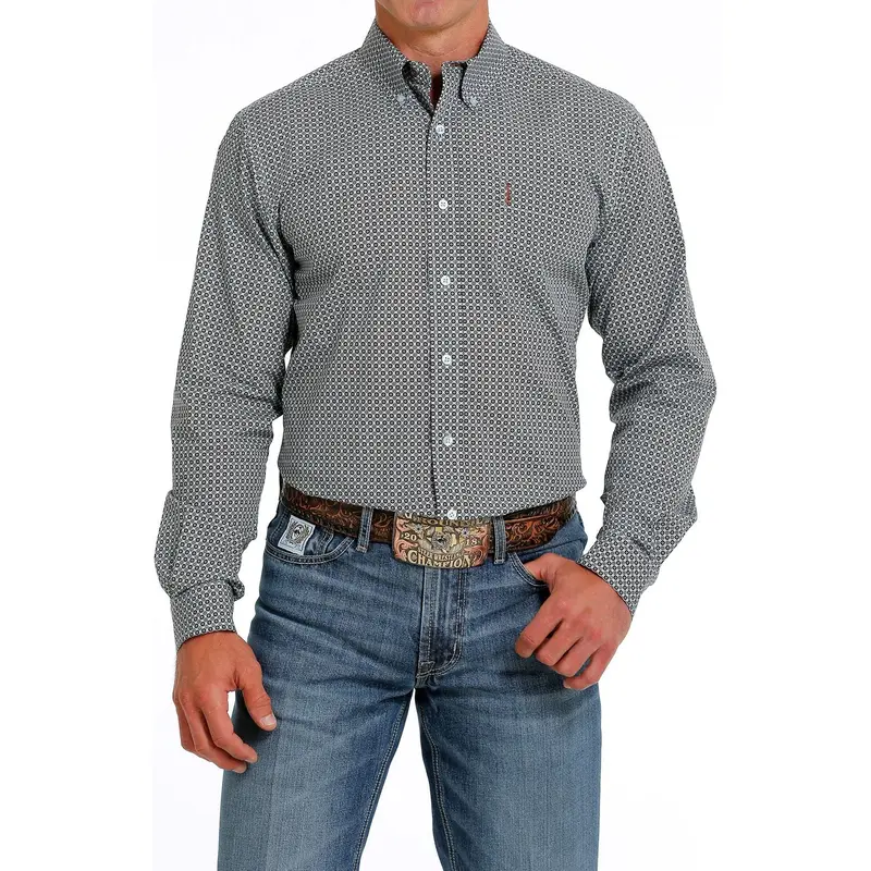 Cinch Men's Light Blue Print Modern Western Shirt 1