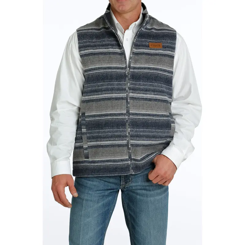 Cinch Men's Navy Blanket Stripe Twill Vest 1