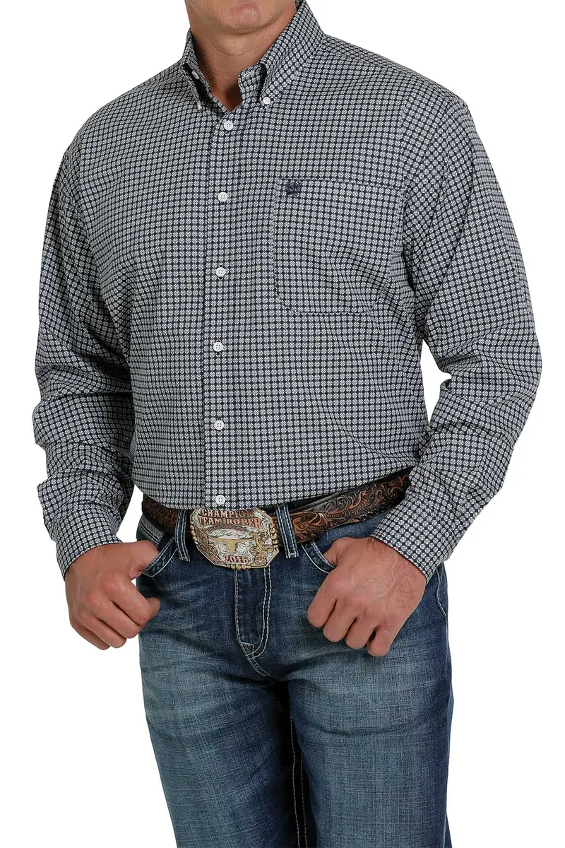 Cinch Men's Navy Geometric Button Down Shirt 2