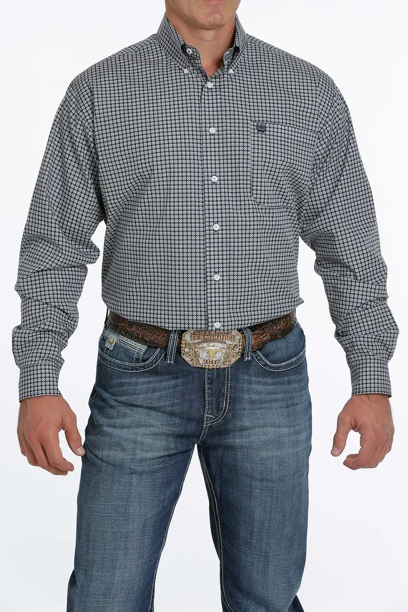 Cinch Men's Navy Geometric Button Down Shirt 3