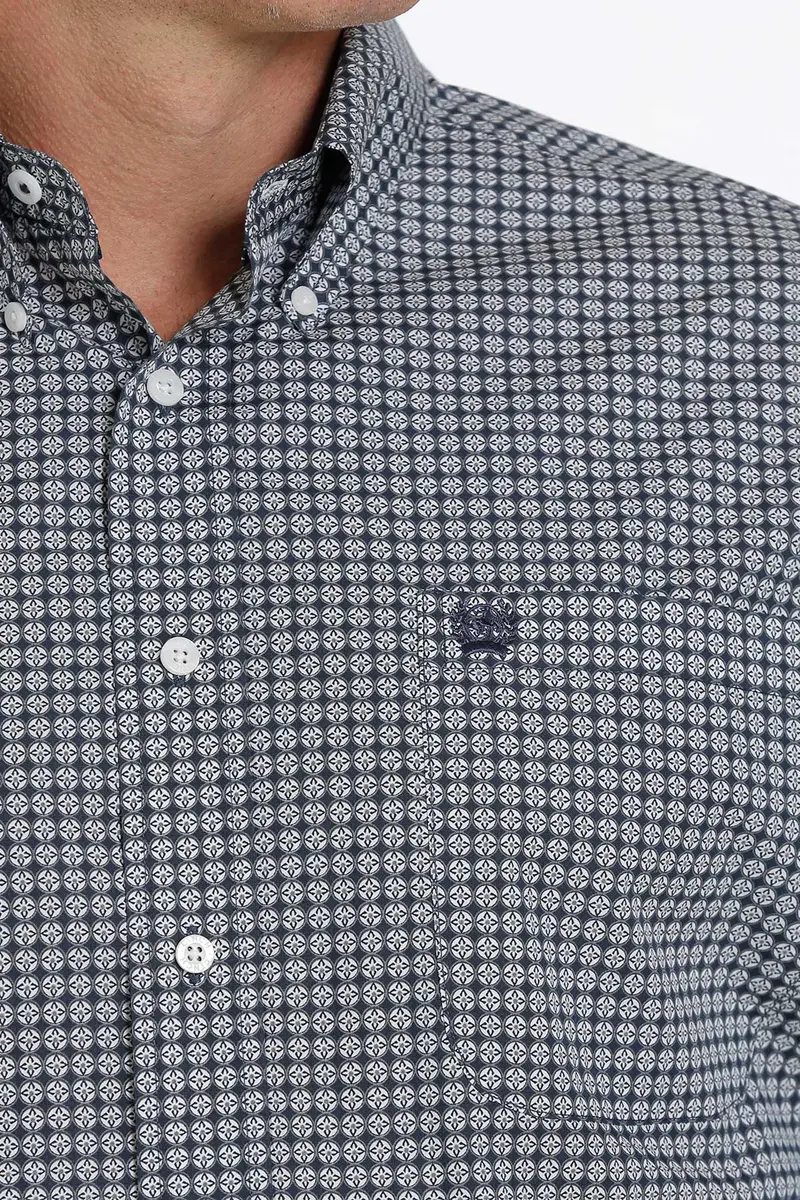 Cinch Men's Navy Geometric Button Down Shirt 5