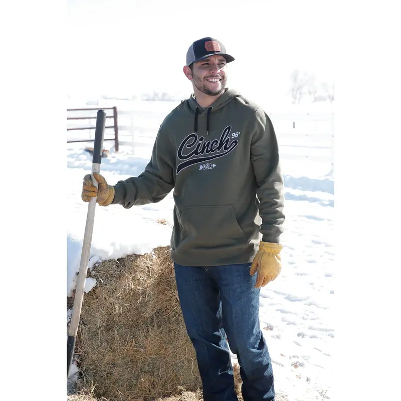 Cinch Men's Olive Logo Hoodie 1