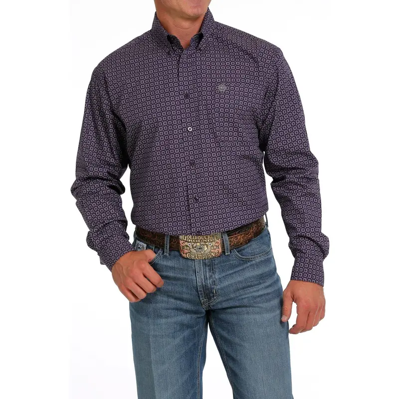 Cinch Men's Purple Geometric Button Down Western Shirt 1