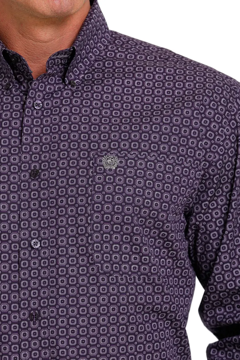 Cinch Men's Purple Geometric Button Down Western Shirt 4