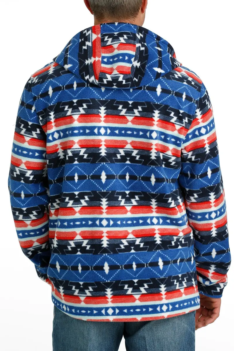 Cinch Men's Red And Blue Southwestern Polar Fleece Hoodie 4