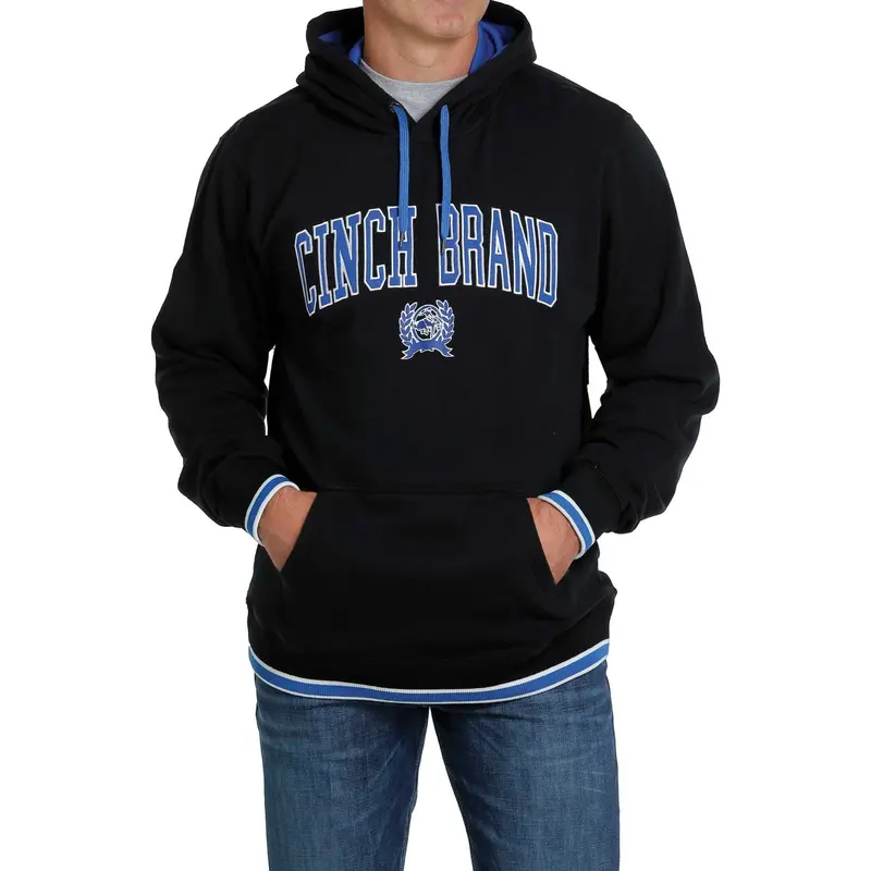 Cinch Men's Solid Black Logo Hooded Sweatshirt 1